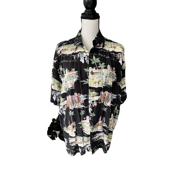 kahala Other - Kahala Mens Here Turf Meets Surf Horse Hawaiian Shirt 100% Rayon Large